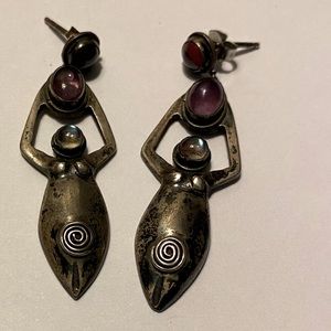 Sterling Sacred Mother Goddess Earrings